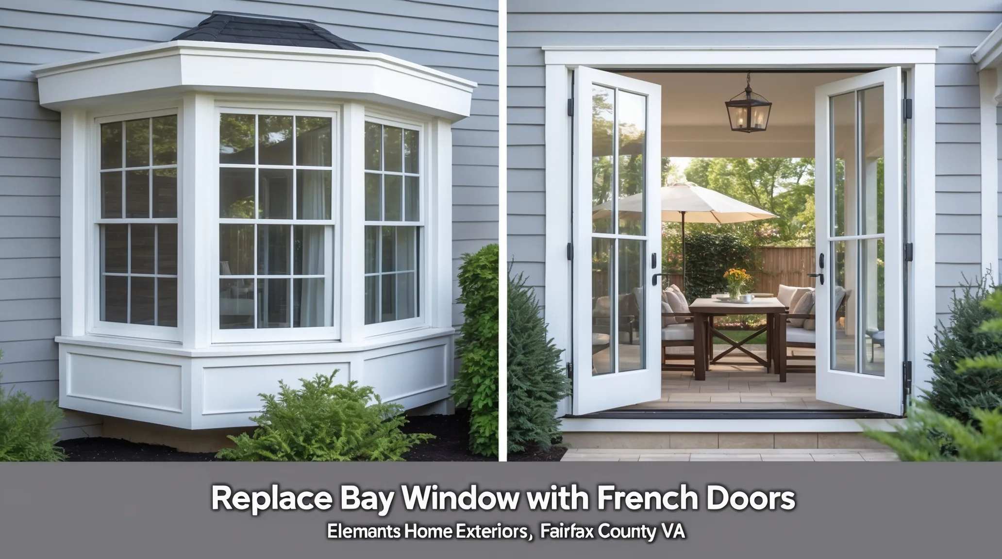 replace bay window with french doors